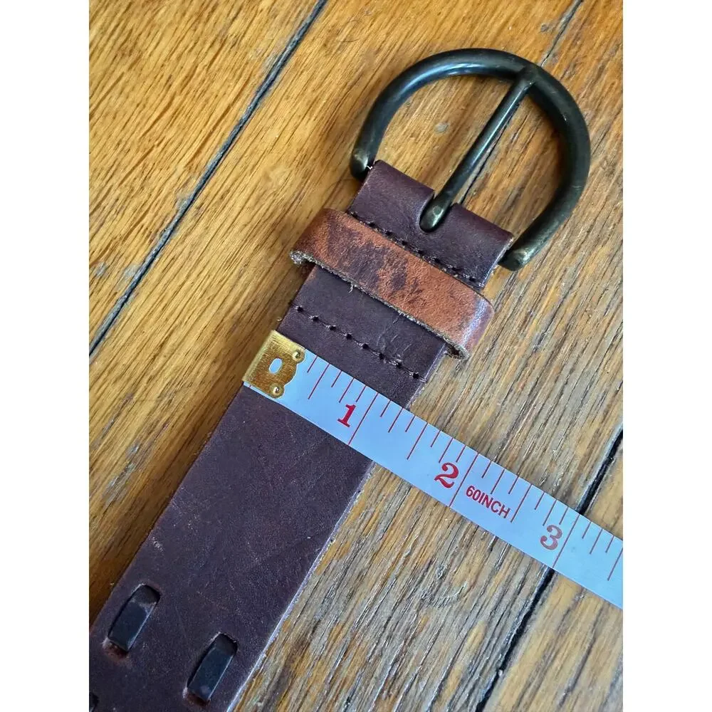 MOSSIMO SUPPLY Co. Distressed Brown Leather Belt w/Whipstitch Accent Womens sz S